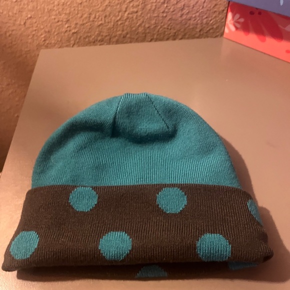 Burton Teal & Black Knit Kid's Beanie Polka Dots Reversible Winter Cap - Picture 3 of 4